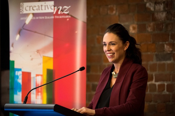 Jacinda Ardern launching the  Creative NZ arts survey results.